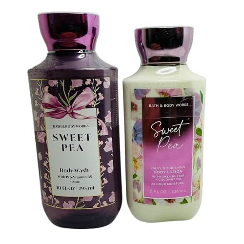 Bath & Body Works Women's Sweet Pea Body Lotion and Body Shower Gel Wash 2 Piece Set
