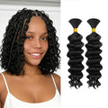 Human Braiding Hair 2 Bundles Deep Wave 12 Inches Black 1B - Boho Knotless