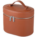 OMISTAR Brown Large Capacity Makeup Vanity Bag with Removable Organizer – Waterproof PU Leather Travel Cosmetic Case