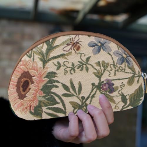 Small Makeup Bag - Morning Garden Tapestry Pouch for Travel & Storage