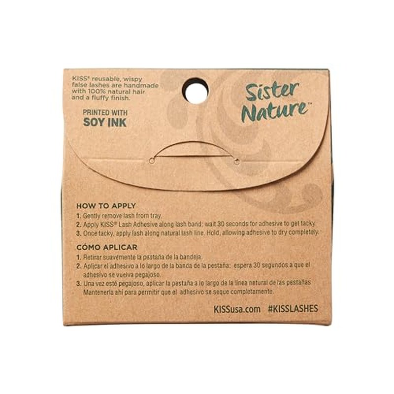 KISS Sister Nature False Eyelashes, 'Dawn', 12 mm, 100% Natural Hair, Recyclable Paper Box, Printed with Soy Ink, Cruelty Free, Vegan, Includes 1 Pair of Reusable Strip Lashes (Pack of 2)