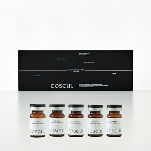 S3 Vita Radiance Ampoule Serum (5-Step Routine Set) ? Niacinamide, Ascorbyl Glucoside, Tranexamic Acid, Ubiqinone, Glutathione for Elasticity and Glow (5 x 6ml / 30ml Total)