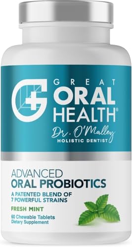 Great Oral Health Mint Oral Probiotics for Bad Breath - 60 Chewable Tablets, Dentist Formulated