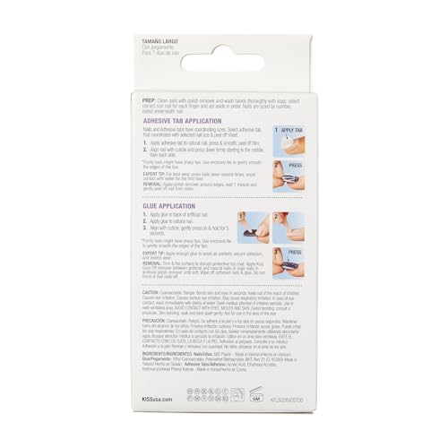 KISS Gel Fantasy Ready-to-Wear Press-On Sculpted Nails, "Night After", Long, Purple, High Arch Kit with Pink Glue, Manicure Stick, Mini File, and 28 Fake Nails (Pack of 2)