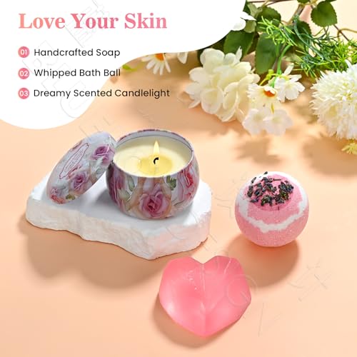 Pink Women's Spa Gift Set with Blanket, Candle, Mug & Accessories - Perfect for Birthdays & Holidays