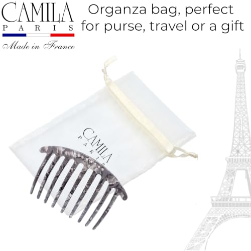 Camila Paris Grey 4.75-Inch French Twist Hair Comb with Crystals