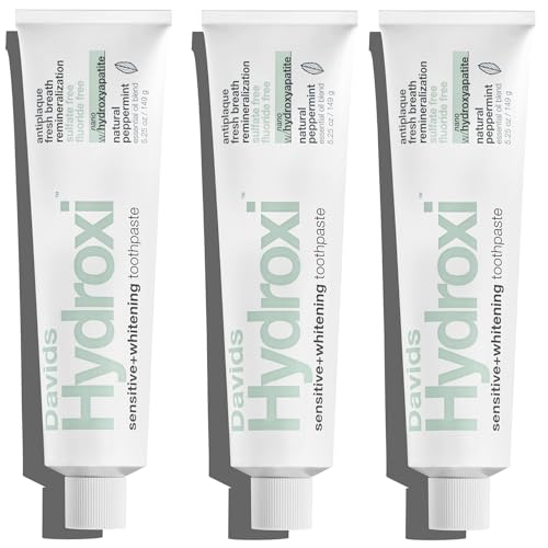 Sensitive Peppermint Toothpaste 5.25oz Pack of 3 - Nano Hydroxyapatite, Fluoride-Free