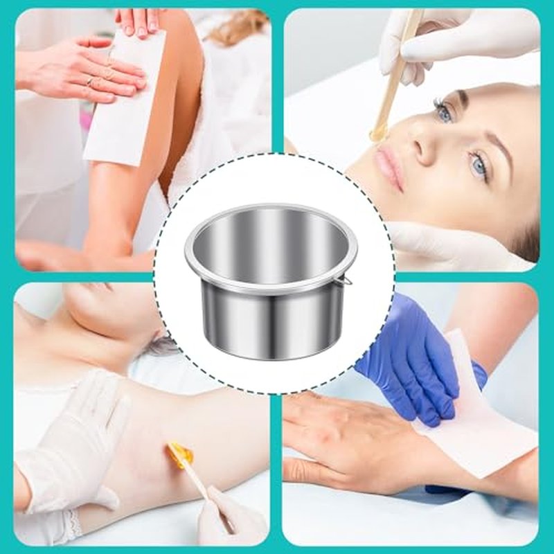 BBTO 2 Pcs Wax Pot Wax Melt Warmer Replacement Inner Pot Liner 14oz Metal Tin 4'' Portable Hair Removal Waxing Bowl Container for 500 ml Hair Removal Machine