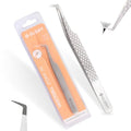 Glory 90 Degree Angle Lash Tweezers for Eyelash Extensions ? Precision Fiber Tip Diamond Grip Stainless Steel Lash Tool for Mega Volume, Classic & Professional Lash Tech Supplies