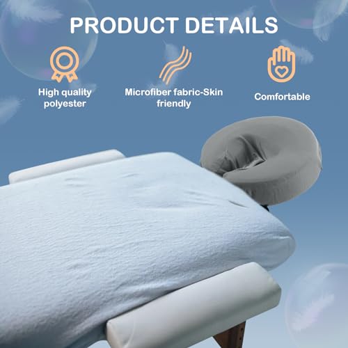 Macarrie 24 Pcs Face Cradle Covers for Massage Table Microfiber Reusable Soft Thicker Massage Table Headrest Covers Bulk Oil Proof Cradle Head Rest Sheets for Spa Beauty Salons(Gray)
