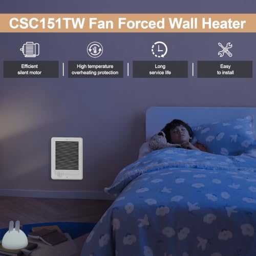 Wall Mounted Electric Heater with Thermostat - Deep White