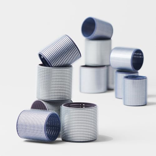 Self-Grip Ceramic Hair Rollers Set - 2 Inch & 2.5 Inch, 12 Pieces, Grey