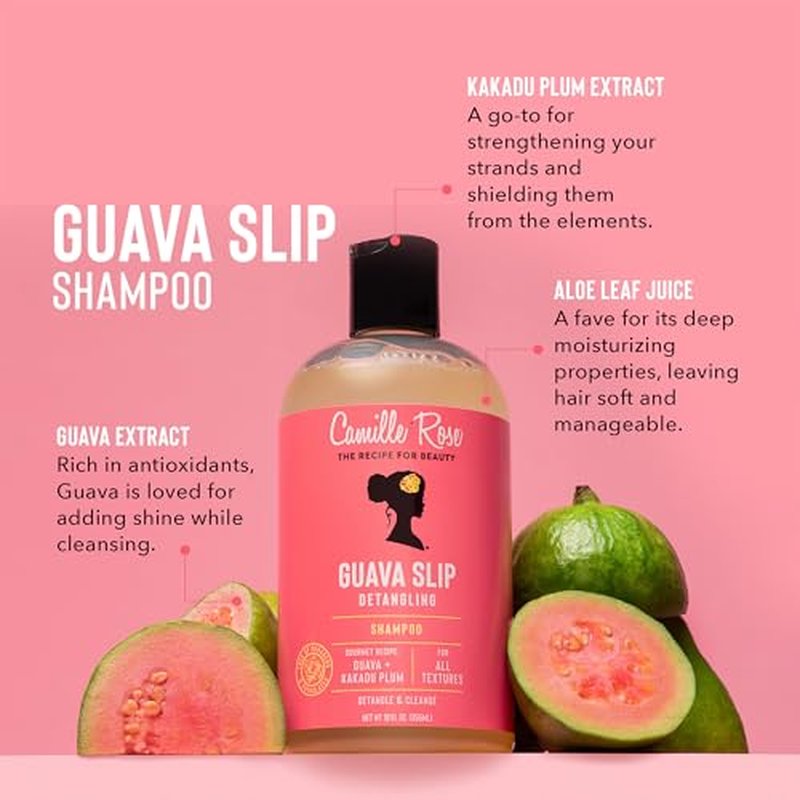 Camille Rose Guava Slip Detangling Shampoo, with Guava, Kakadu Plum and Avocado Oil to Detangle, Cleanse and Hydrate, for All Hair Textures, 12 fl oz