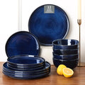 Vicrays Blue Ceramic Dinnerware Set for 4 - 12 Pieces, Service for 4