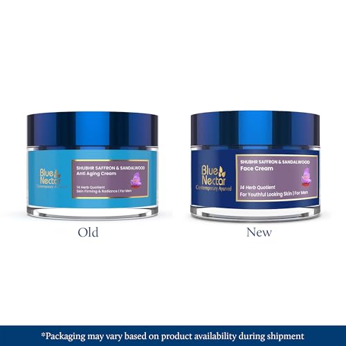 Blue Nectar Saffron & Sandalwood Face Cream for Men - Hydrating Daily Moisturizer, Anti-Aging, All Skin Types