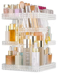 HEMTROY Clear Rotating Makeup Organizer with Brush Holder - Large Capacity Vanity Storage