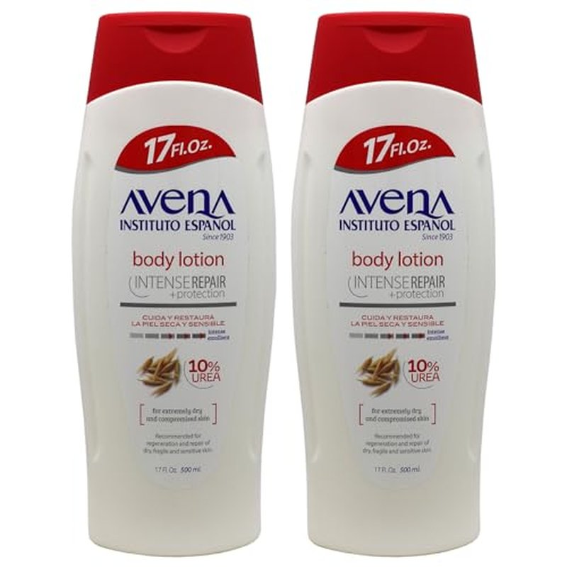 Avena Instituto Espanol Intense Repair Protection, Body Lotion for Sensitive Skin, Soothes The Skin, Intense Emollient, Soft and Glowing Skin, Dry Skin, 17 Fl Oz Each, 2- Pack, Bottles