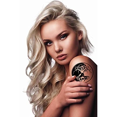 6 Sheets Temporary Tattoos of a Symbol Yin and Yang Druidic Yggdrasil Tree Temporary tattoo Neck Arm Chest for Women Men Adults Jewelry Tattoo