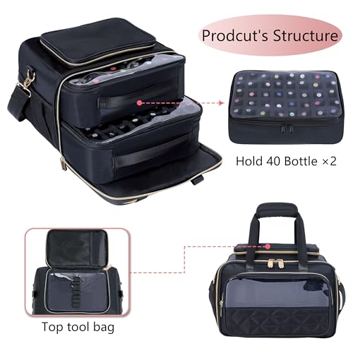 Nail Polish Organizer Holds 80 Bottles - Black 80 Variation