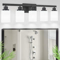 Black Bathroom Vanity Light Over Mirror 5-Light Fixture 30in - Matte Black