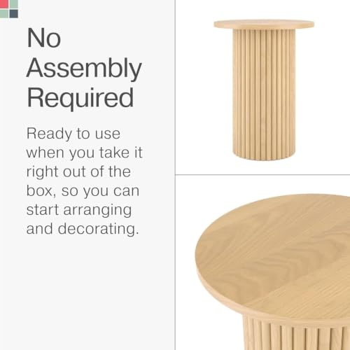 Stead Round Fluted Oak Side Table - Compact Modern Accent Piece
