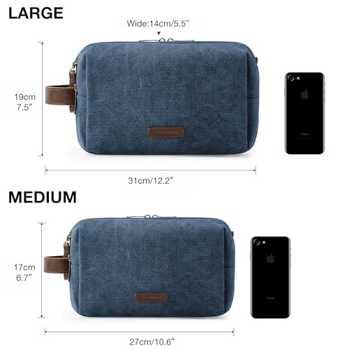 Large Water-Resistant Canvas Toiletry Bag for Men - Navy Blue Travel Organizer