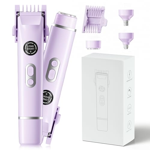 2025 New Bikini Trimmer for Women, 4 in 1 Dual Head Electric Razor, IPX7 Waterproof (Wet/Dry), Painless Hypoallergenic for Shower & Travel, USB Rechargeable for Pubic/Underarm/Leg, Purple