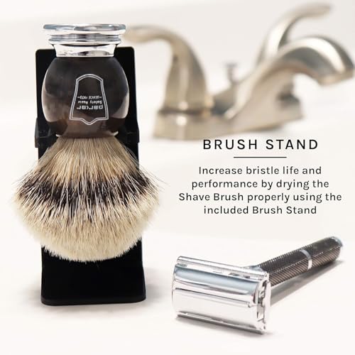 Parker 100% Silvertip Badger Shaving Brush with Faux Horn Handle