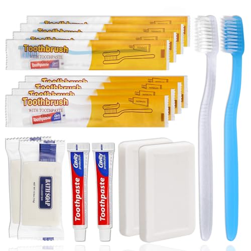Disposable Toothbrushes with Toothpaste & Bar Soap - Travel Hygiene Kit