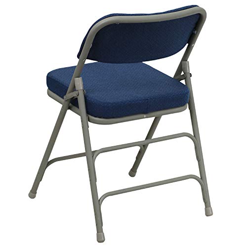 Navy Fabric & Gray Frame Folding Chairs Set of 2 - Heavy-Duty, Padded, Portable