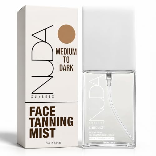Nuda CloudMist Self Tanner Mist - Medium to Dark Skin, Hydrating & Clear