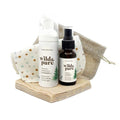 Wild & Pure EWG Verified Natural Travel Size Body Wash Set (1.7oz Foam, 0.9oz Spray + wipes) | Cleanser, Deodorizer, Moisturizer | pH-Balanced, Microbiome-Friendly, Plant-Based | Refillable Skincare