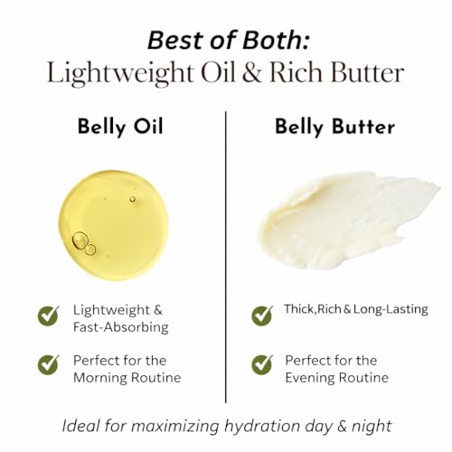 Belly Bundle by Irene Organics - Organic Belly Butter and Oil for Pregnancy Stretch Mark Prevention and Treatment - Award Winning Skincare For Pregnancy and Postpartum - Mother's Day Gift Set (Small)