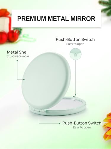 Cyan Compact Pocket Mirror 2.5 Inch Double-Sided Makeup Mirror with 1X & 2X Magnification - 12 Pieces