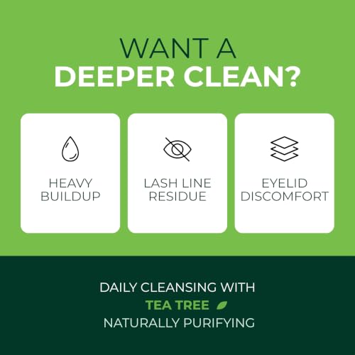 Tea Tree Eyelid Gel Cleanser 3 Pack - Gentle Daily Plant-Based Eyelash & Eyelid Care