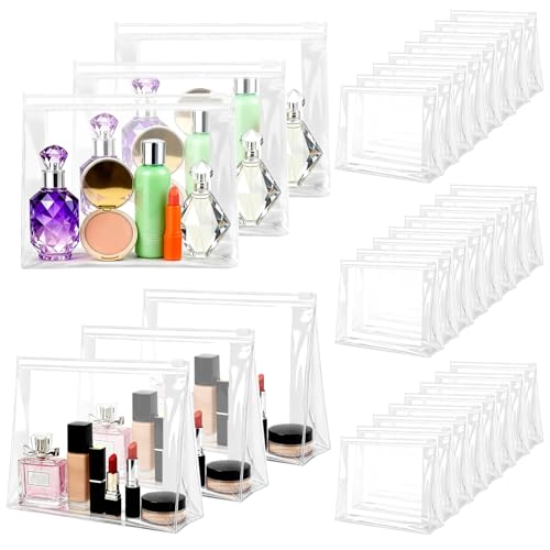 Transparent 60PCS Small Clear Makeup Bag Set Waterproof Zip Pouches Travel Organizers