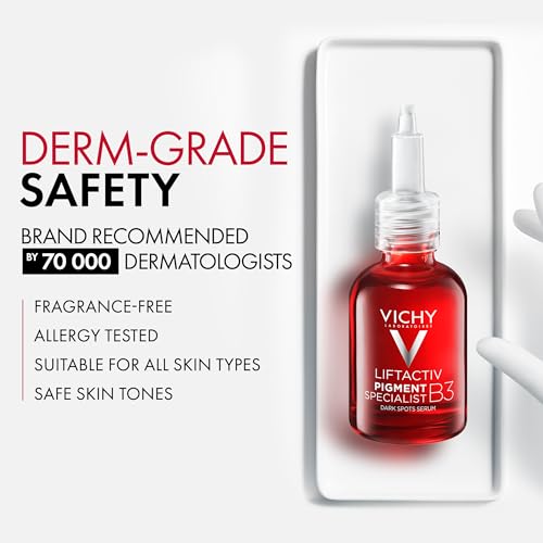 Vichy LiftActiv B3 Serum 5% Niacinamide + Glycolic Acid + Tranexamic Acid + Peptides, Fades Dark Spots & Smooths Wrinkles In 8 Weeks, Discoloration Correcting Serum, Alcohol Free