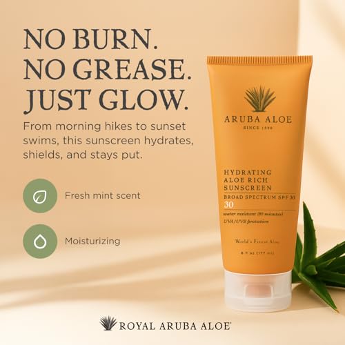 Aruba Aloe Hydrating SPF 30 Sunscreen Lotion 6 oz - Broad-Spectrum Water-Resistant Sunblock for Face & Body