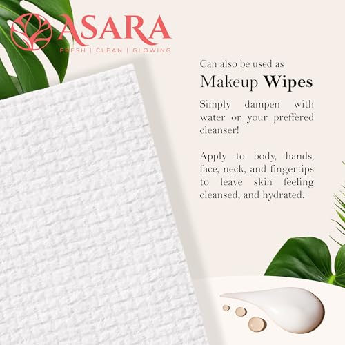 Disposable Organic Vegan Face Towels XL Pack - Sensitive Skin Makeup Remover Wipes - 200 Count - Biodegradable & Cruelty-Free