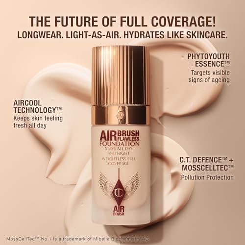 Charlotte Tilbury Airbrush Flawless Matte Foundation - Full Coverage Liquid Makeup with a Natural-Matte Finish - Smoothes & Blurs Pores - Waterproof & Transfer Resistant