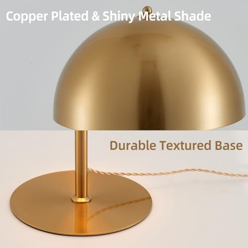 Metal Mushroom Table Lamp - 20.8-Inch Gold Dome Bedside Light