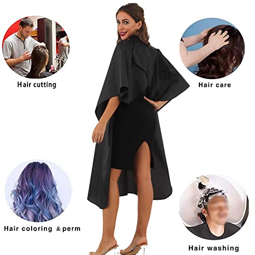 10 Pack Black Barber Capes - Waterproof Nylon Salon Capes, 59 x 47 Inches, Professional Hairdressing Cape Set