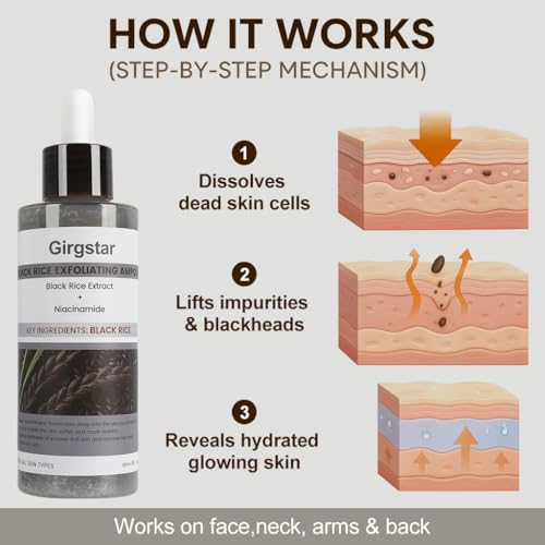 Black Rice Exfoliant Peeling Ampoule 80ml - Gentle Chemical Face & Pore Cleanser