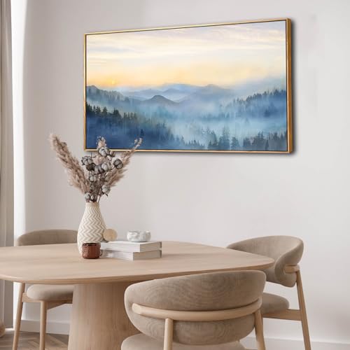 Blue Forest Tree Wall Art Canvas Print 20x40 Inches Framed Landscape Artwork