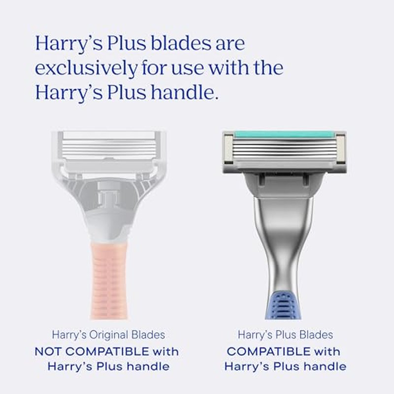 Harry's Plus Razor Shaving Kit for Men - Premium Handle and 3 Razor Blade Cartridges - Advanced Pivoting System - Tide