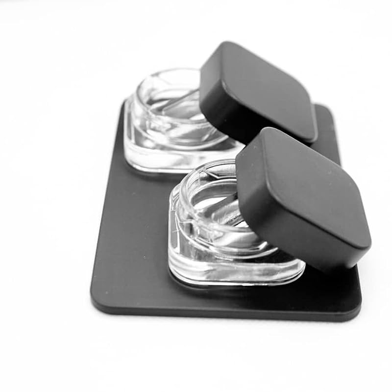 CannaAroma 60 Pack Black-Lid 7ml Dual-Compartment Square Glass Jars for Concentrates