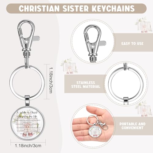 Christian Church Sister in Christ Makeup Bag Bible Verse Keychains for Women Friendship Gift