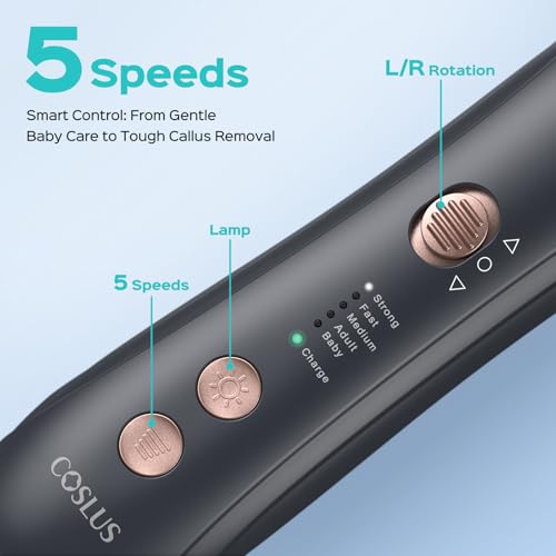 COSLUS C43 Professional Pedicure Kit Black - Electric Nail File & Grinder for Manicure & Foot Care