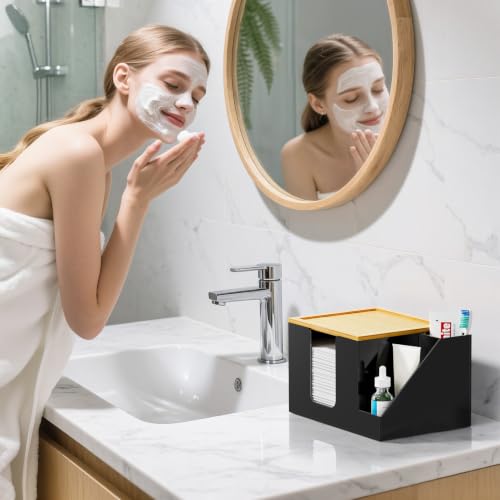 Upgrade Black Acrylic Face Towel Holder & Toothbrush Dispenser - Space Saving Bathroom Organizer