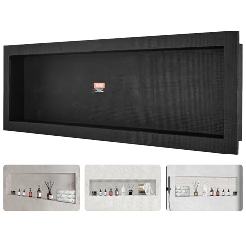 16x50 Inch Waterproof Shower Niche with Single Shelf Wall-Inset Recessed Organizer Black
